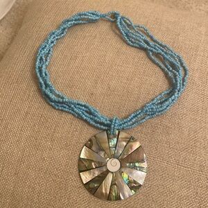 Vintage abalone twisted multi strand beaded necklace